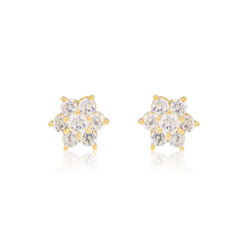 JB JOYAS BARON - Aros de Oro 18kt Roseta Estrella de Circonitas