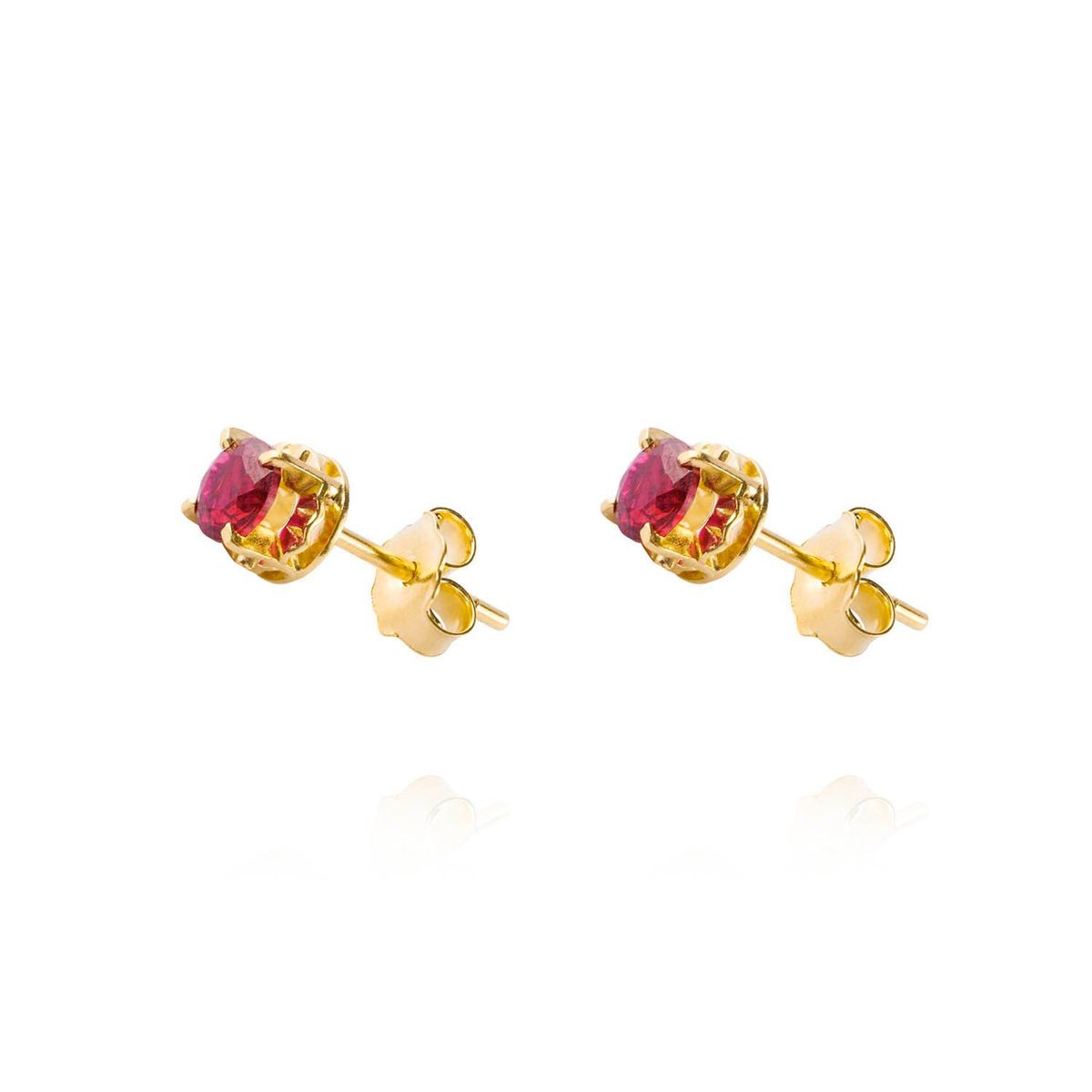 JB JOYAS BARON - Aros de Oro 18kt Chatón Rubi Circonita 4mm