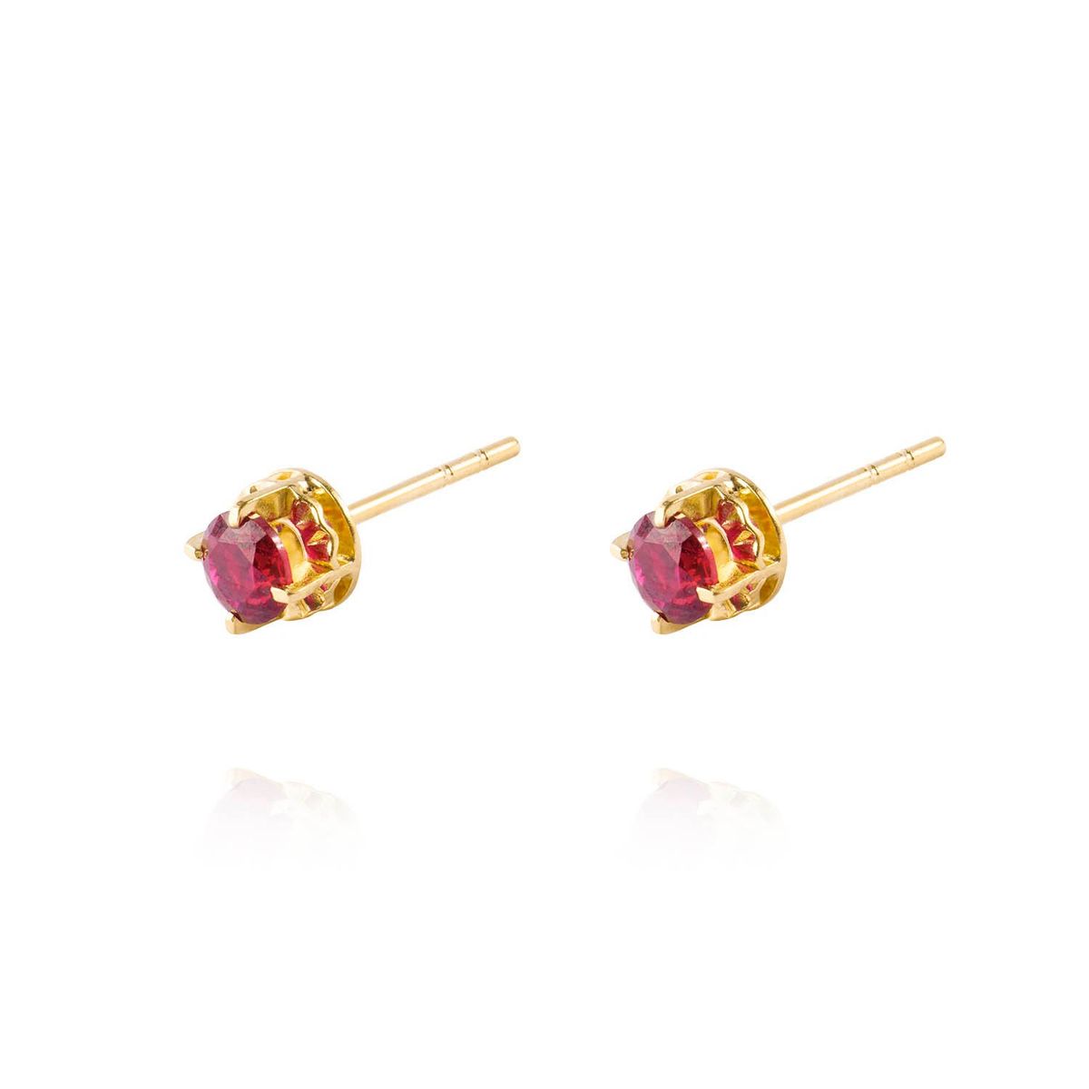 JB JOYAS BARON - Aros de Oro 18kt Chatón Rubi Circonita 4mm