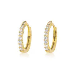 JB JOYAS BARON - Aros de Oro 18kt Argollas Riel Princess Circonita