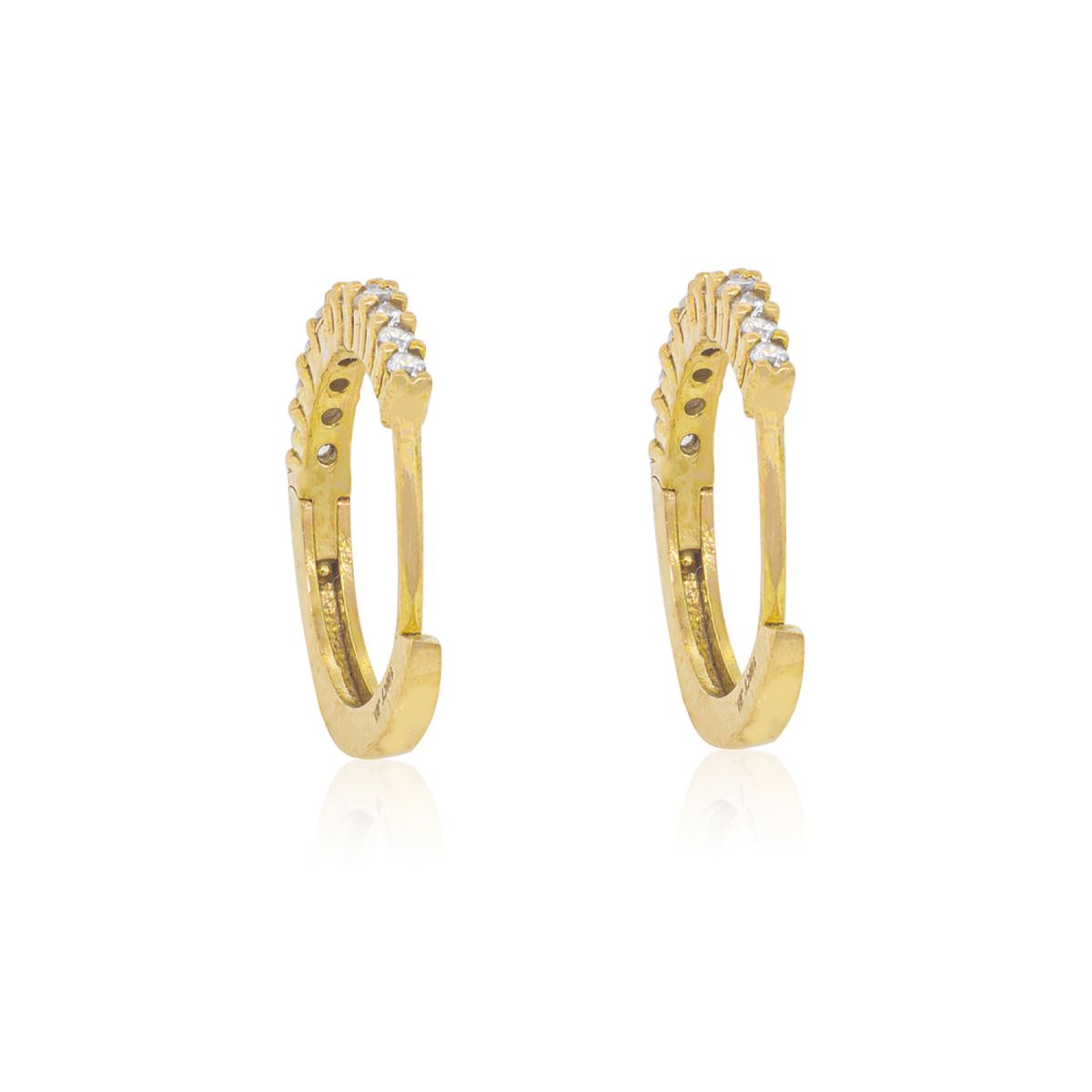 JB JOYAS BARON - Aros de Oro 18kt Argollas Riel Princess Circonita