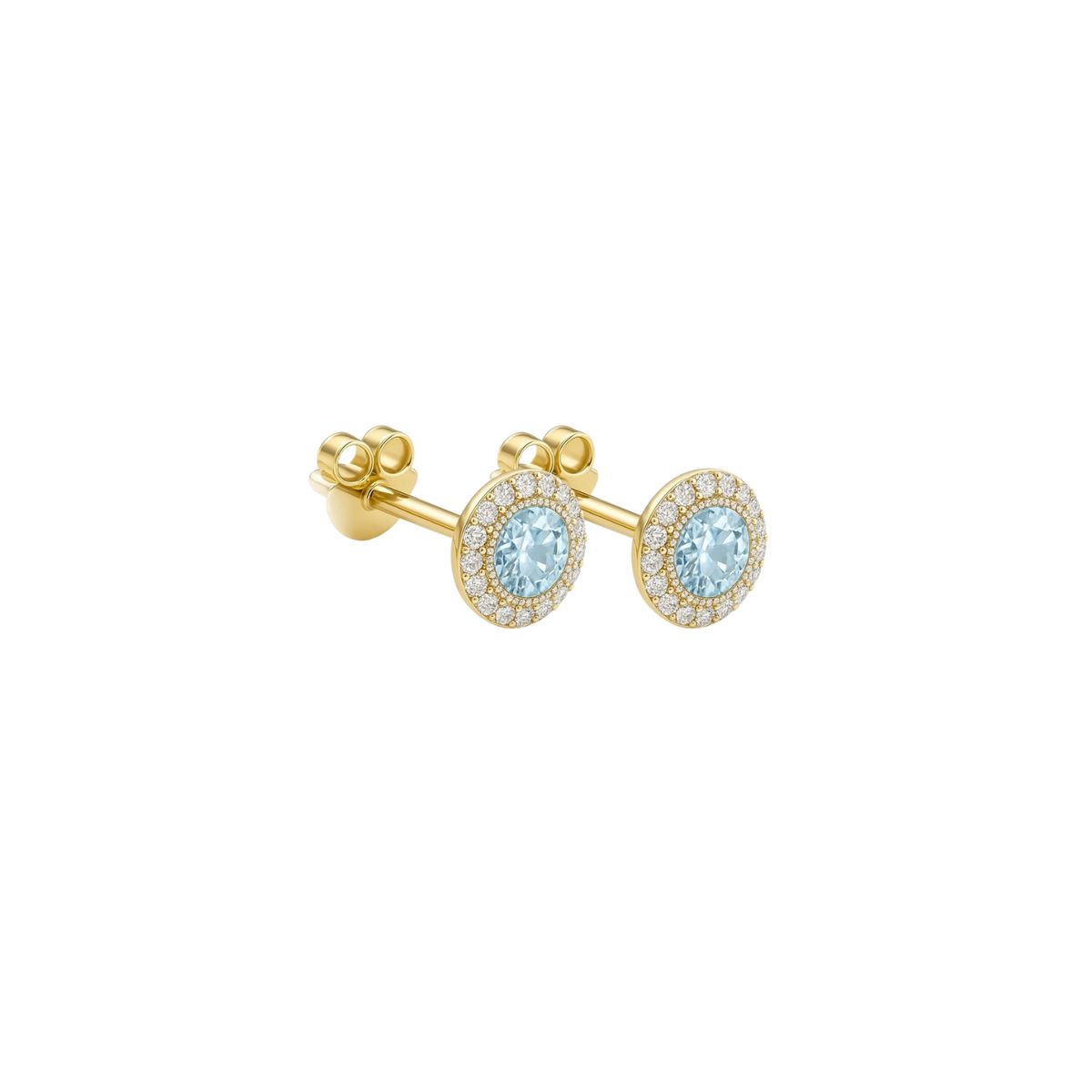 JB JOYAS BARON - Aros de Oro 18kt Circulo Agua Marina 3mm