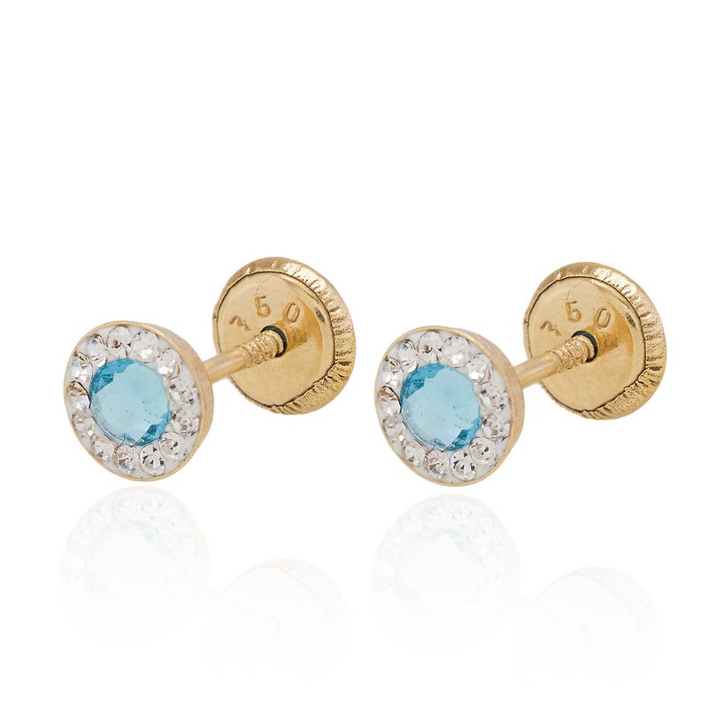 JB JOYAS BARON - Aros de Oro 18kt Circulo Agua Marina 5mm