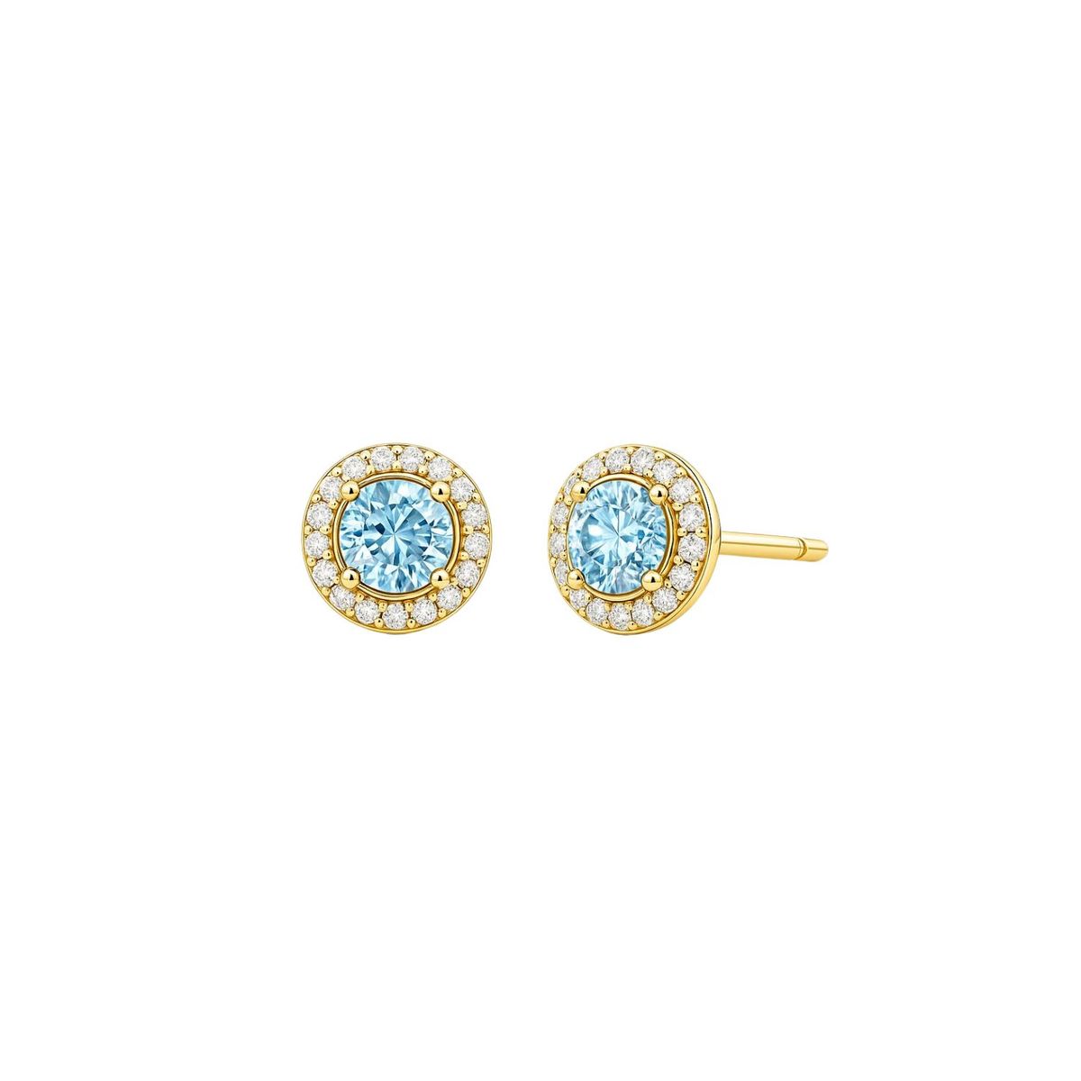 JB JOYAS BARON - Aros de Oro 18kt Circulo Agua Marina 3mm