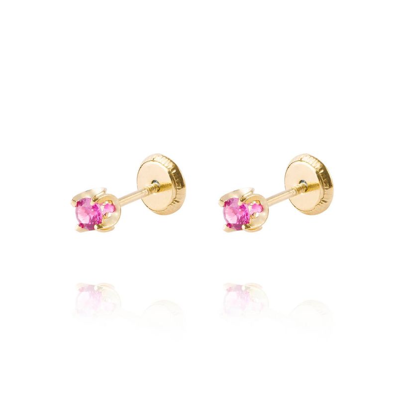 JB JOYAS BARON - Aros de Oro 18kt Chaton Rubí de 2,5mm