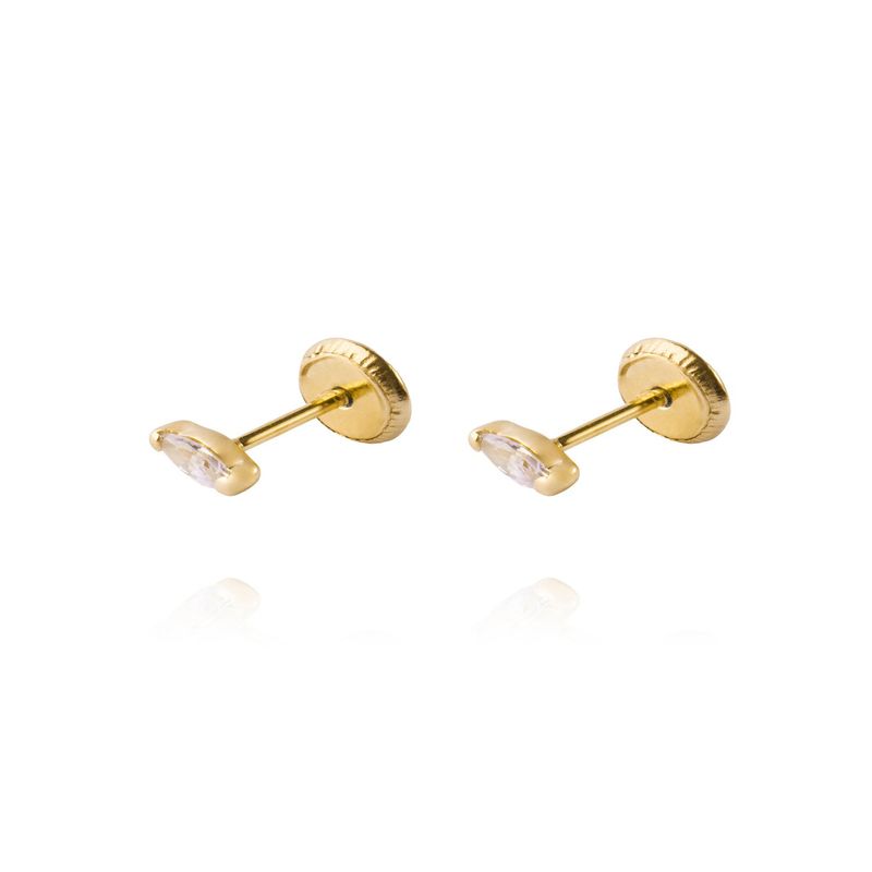 JB JOYAS BARON - Aros de Oro 18kt Pepita de Circon 4mm