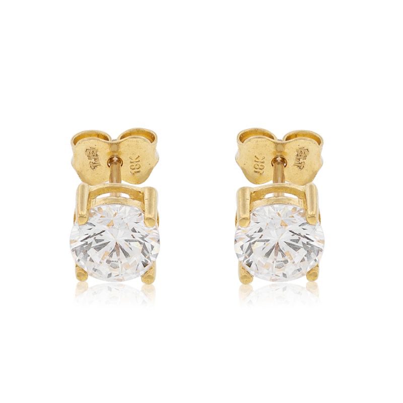 JB JOYAS BARON - Aros de Oro 18kt con Circonita de 6mm 4Grifas