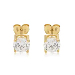 JB JOYAS BARON - Aros de Oro 18kt con Circonita de 6mm 4Grifas