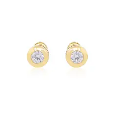 JB JOYAS BARON - Aros de Oro 18kt Con Circones 4mm Punto De Luz
