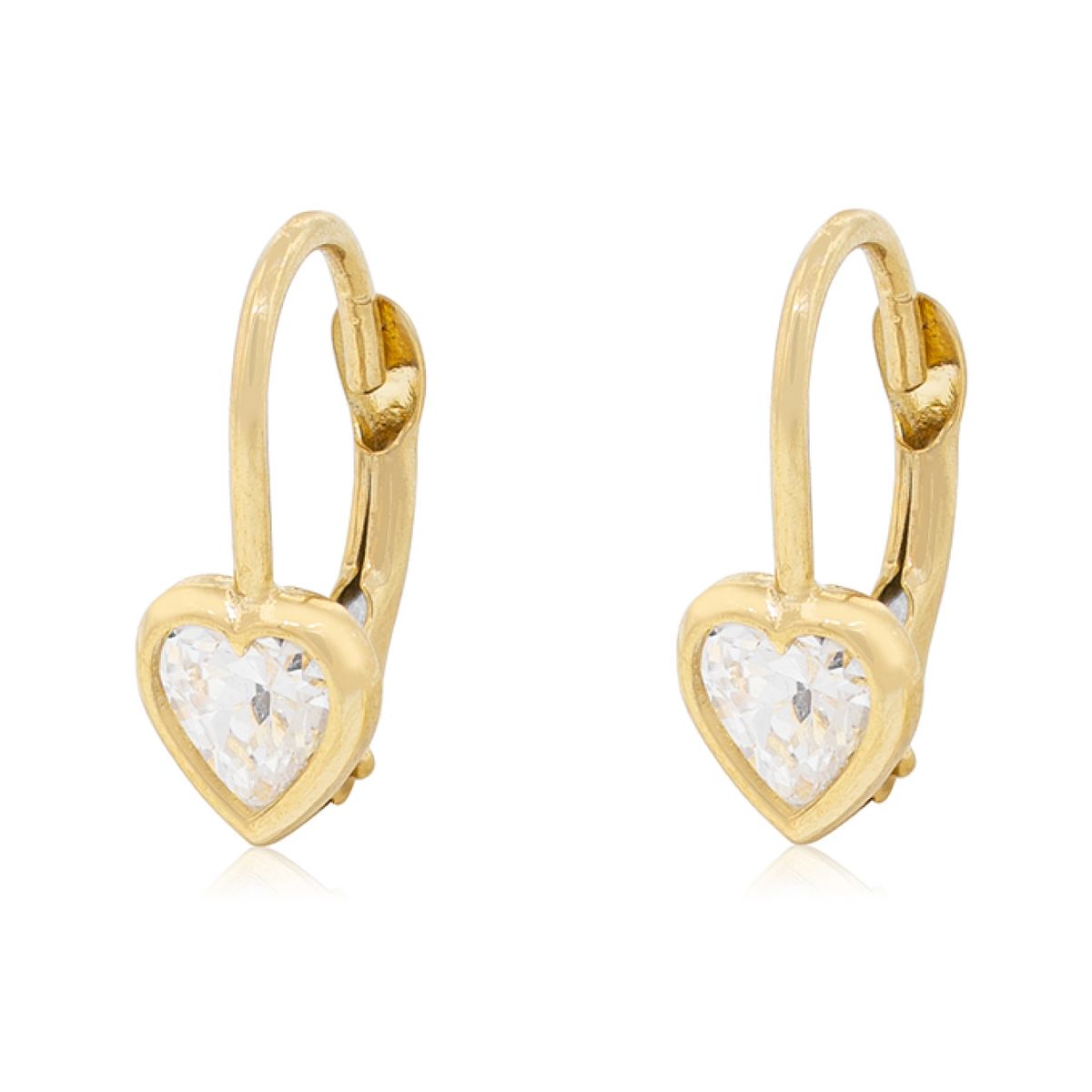 JB JOYAS BARON - Aros Oro Amarillo 18kt Corazón Colgante Broche Clip
