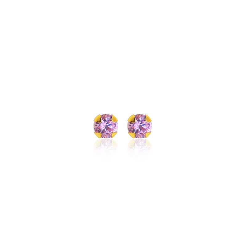 JB JOYAS BARON - Aros de Oro 18kt Piedra Rosa de Francia 2,5mm