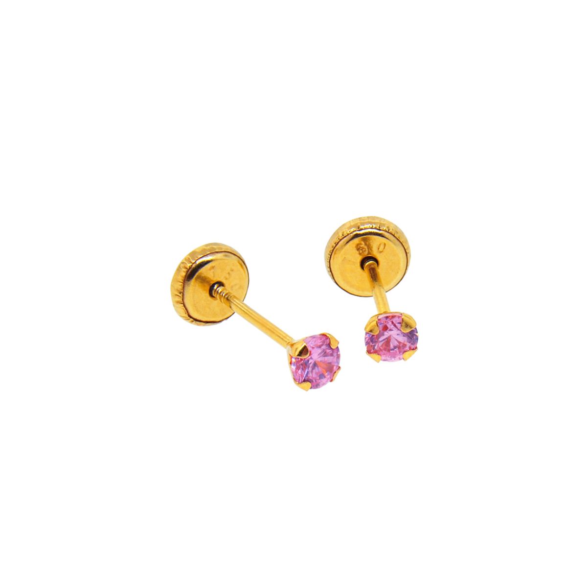 JB JOYAS BARON - Aros de Oro 18kt Piedra Rosa de Francia 2,5mm