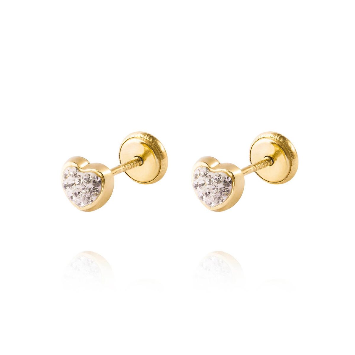 JB JOYAS BARON - Aros de Oro 18kt Corazón con Circonita