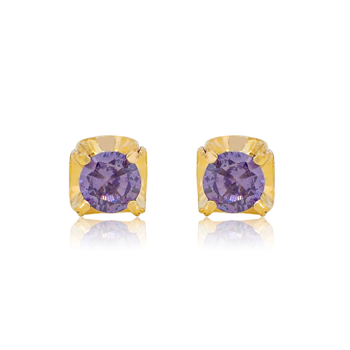 JB JOYAS BARON - Aros de Oro 18kt Chatón Amatista de 2,5mm