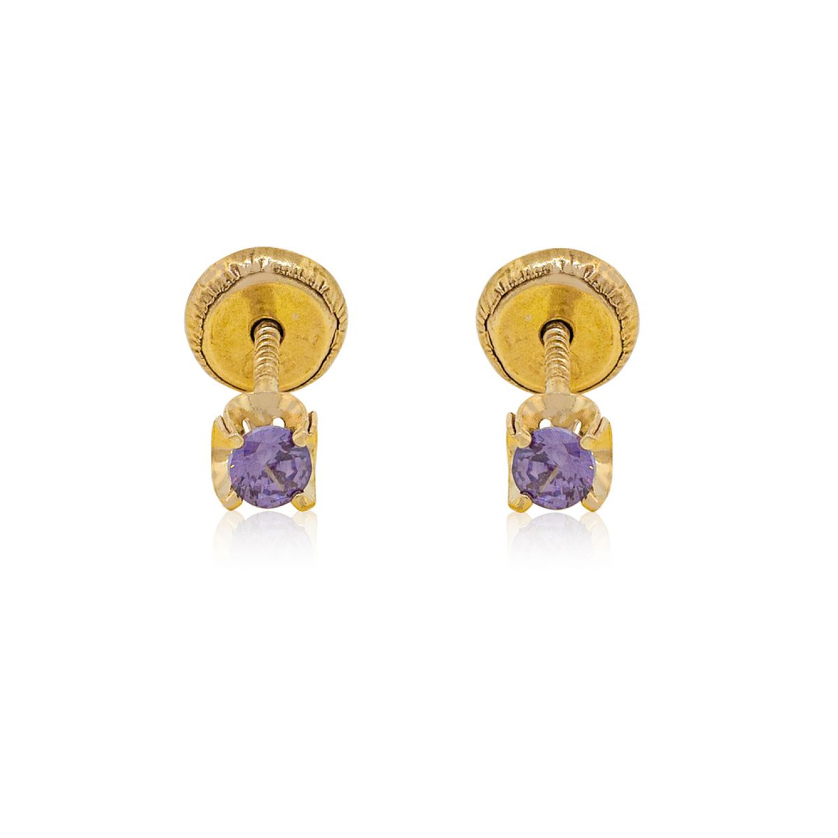 JB JOYAS BARON - Aros de Oro 18kt Chatón Amatista de 2,5mm