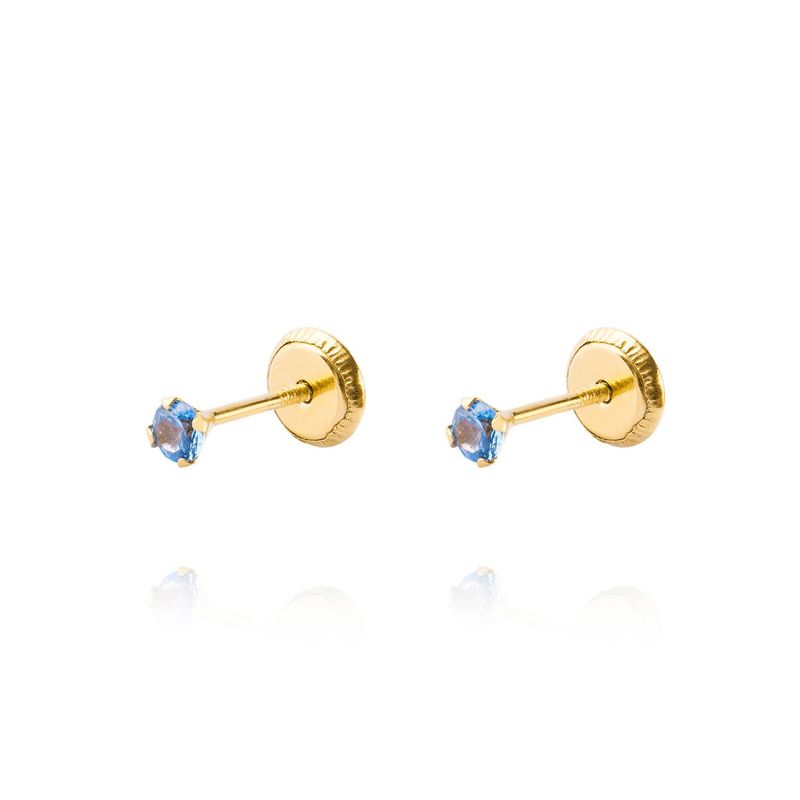 JB JOYAS BARON - Aros de Oro 18kt Piedra de Agua Marina 2,5mm