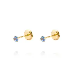 JB JOYAS BARON - Aros de Oro 18kt Piedra de Agua Marina 2,5mm