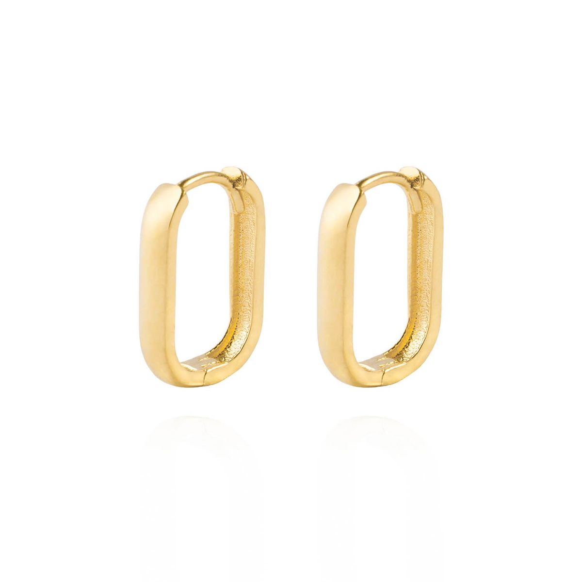 JB JOYAS BARON - Aros de Oro 18kt Argolla Rectangular Lisa