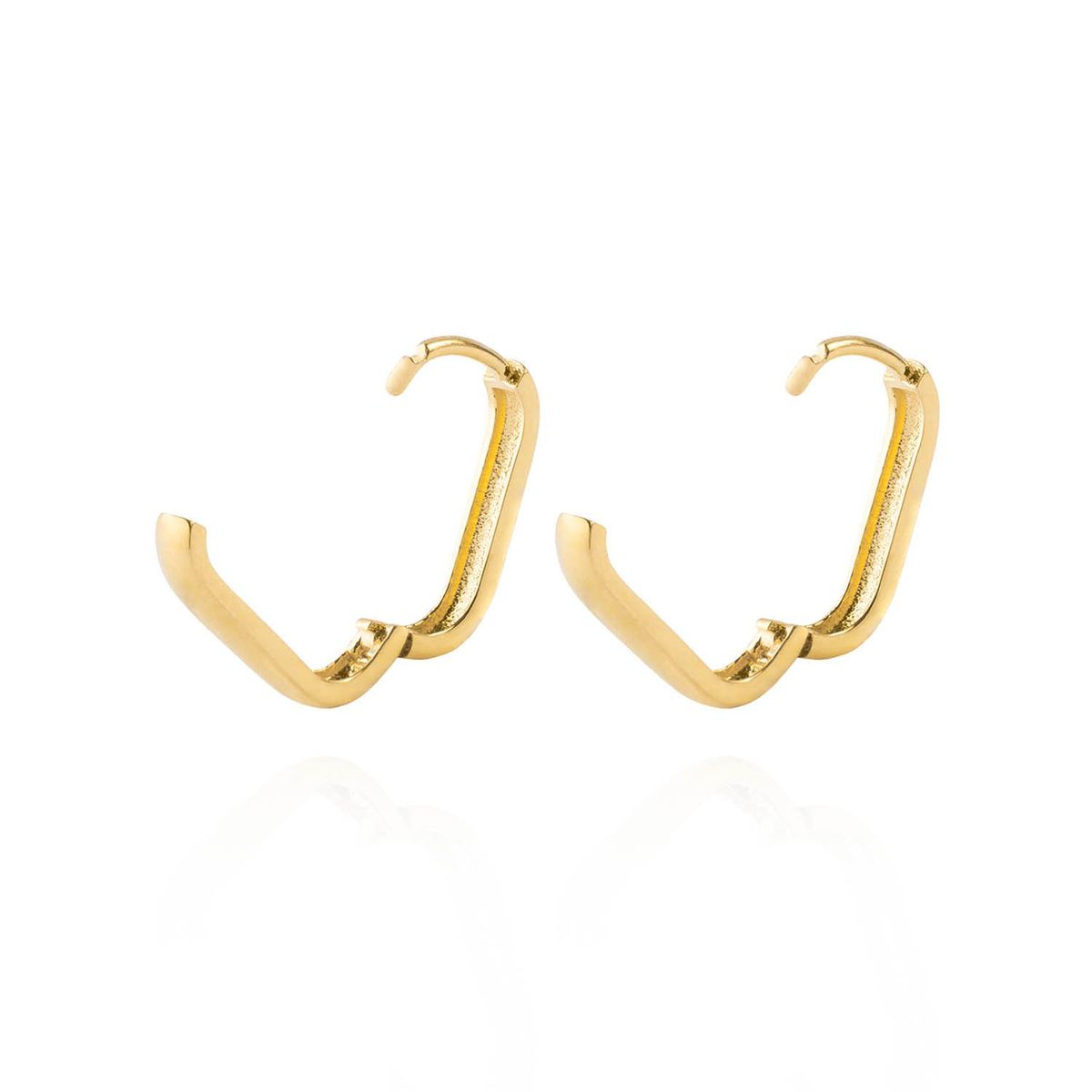 JB JOYAS BARON - Aros de Oro 18kt Argolla Rectangular Lisa