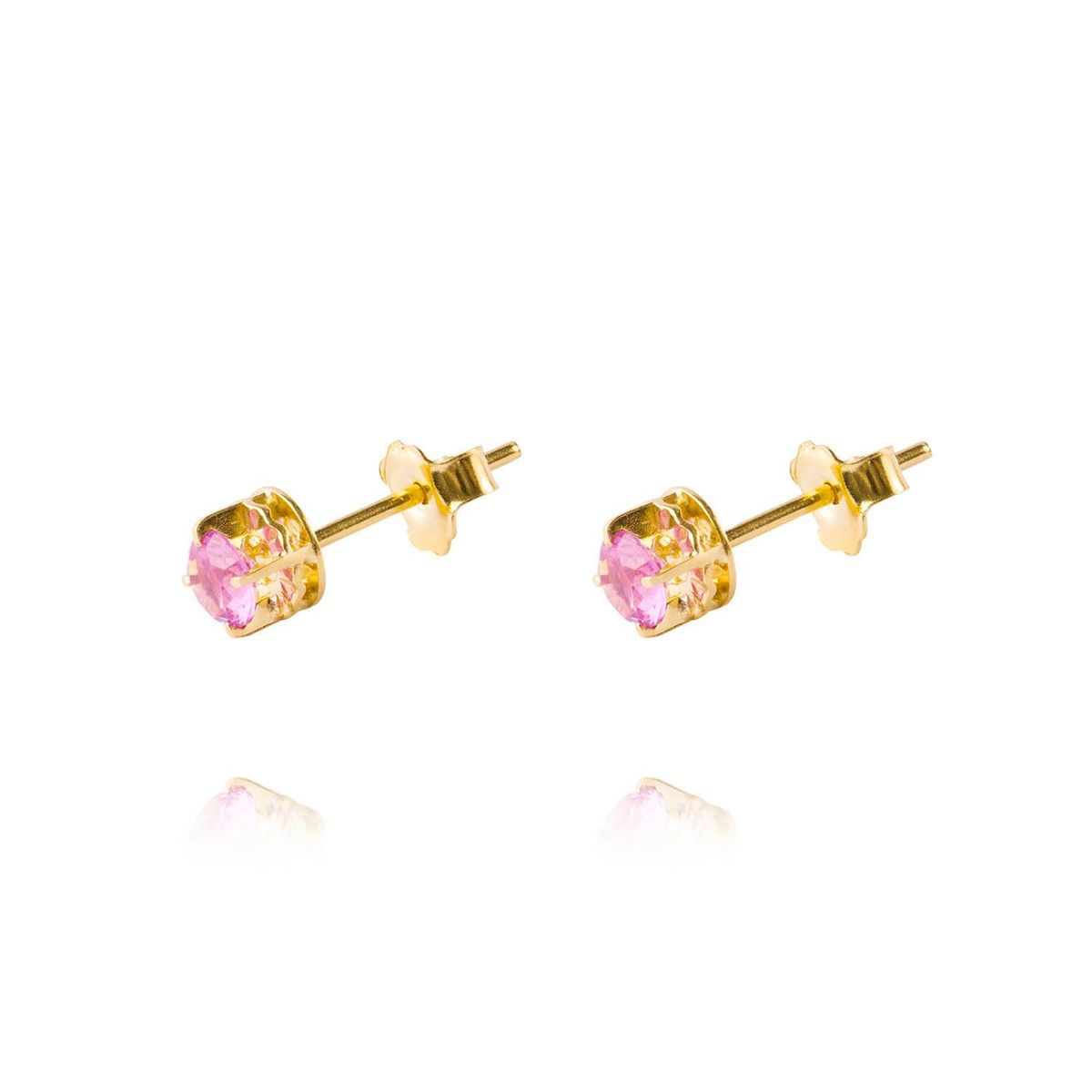 JB JOYAS BARON - Aros de Oro 18kt Chatón Rosa de Francia Circonita 3mm