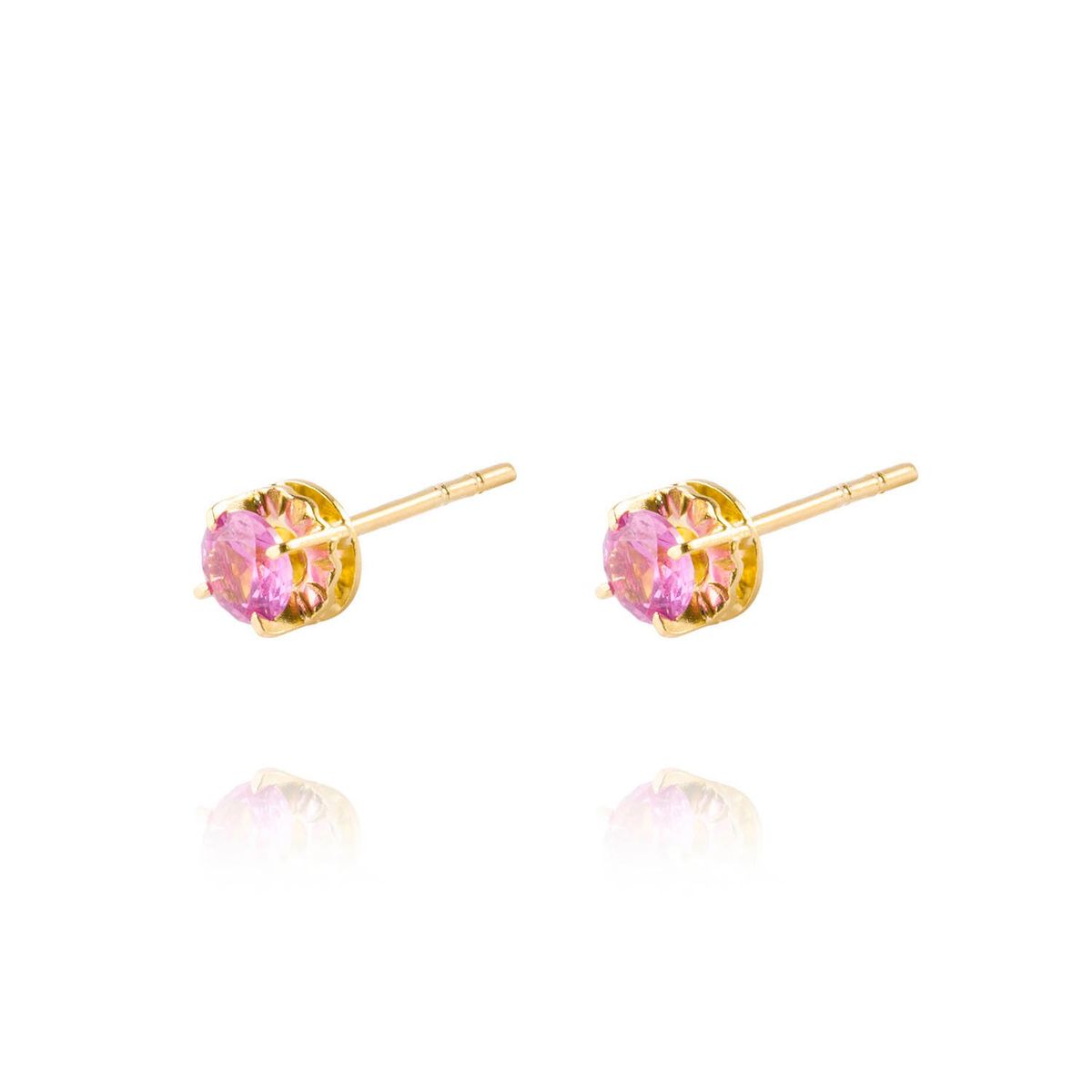 JB JOYAS BARON - Aros de Oro 18kt Chatón Rosa de Francia Circonita 3mm