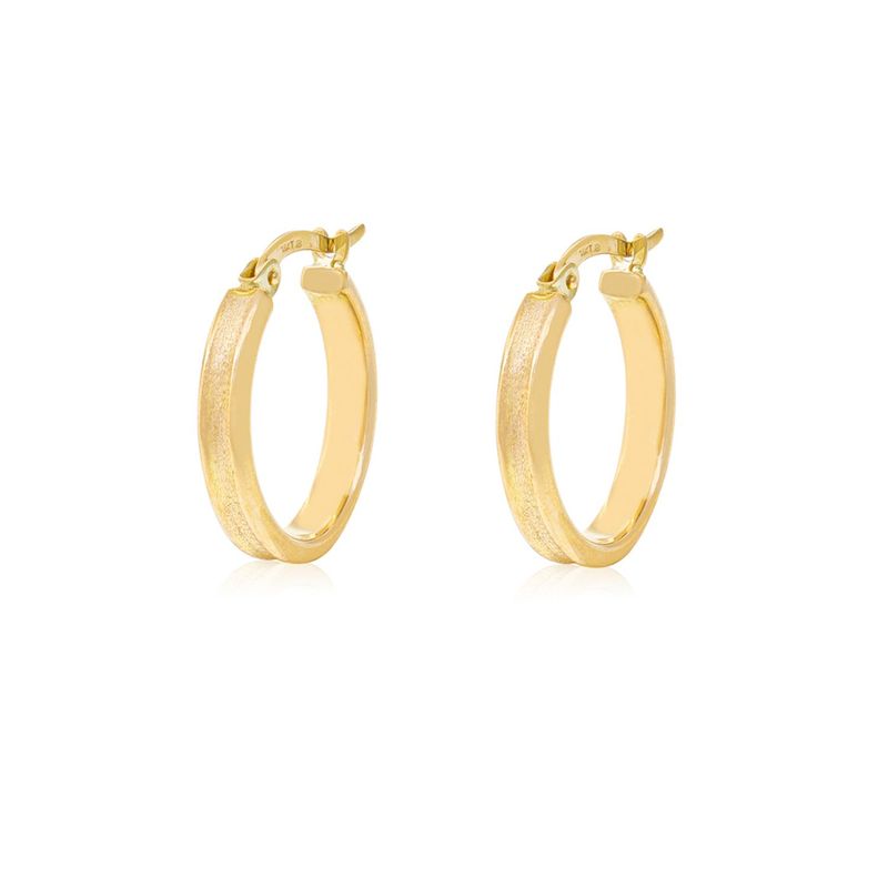 JB JOYAS BARON - Aros de Oro 18kt Argollas Mediana Satinada