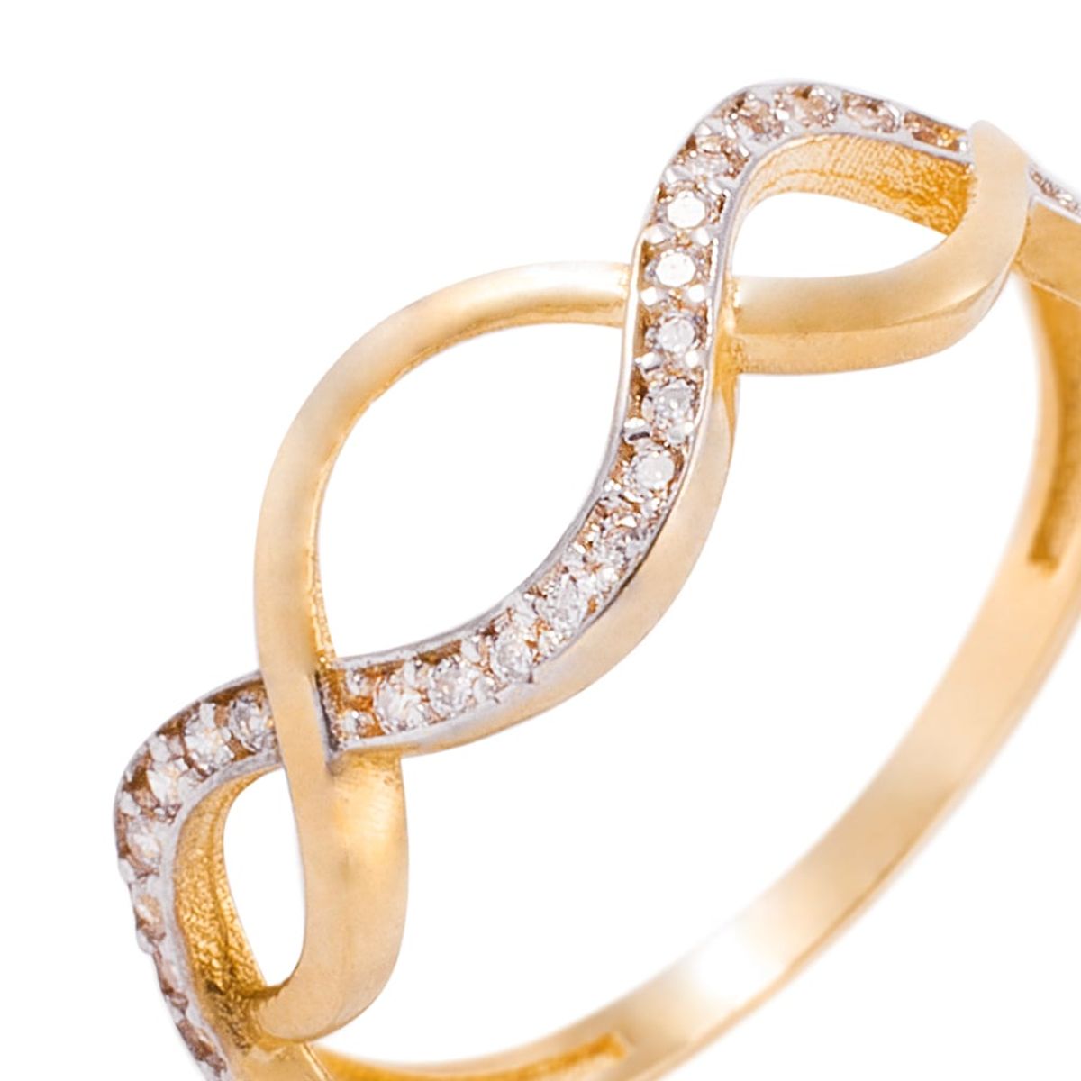 JB JOYAS BARON - Anillo de Oro 18kt Ondas Circón y Liso