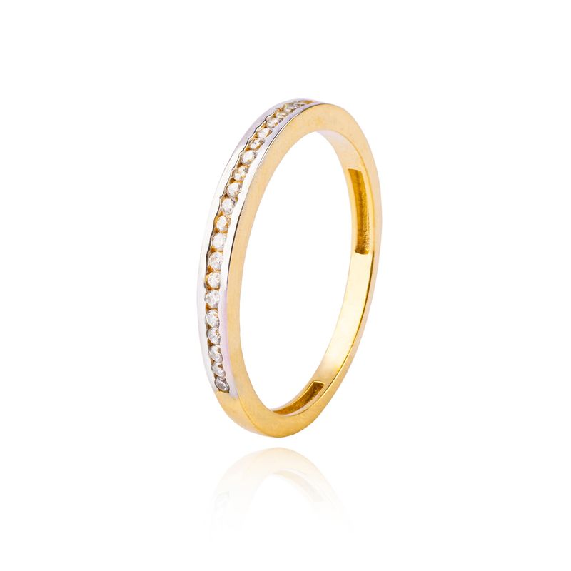 JB JOYAS BARON - Anillo Compromiso de Oro 18Kt Medio Cintillo Riel AUB