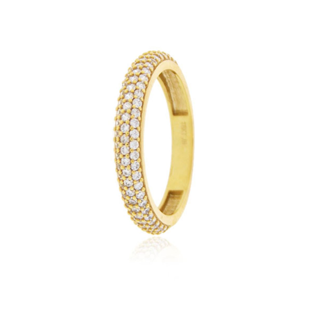 JB JOYAS BARON - Anillo Compromiso de Oro 18Kt Medio Cintillo Triple Circon