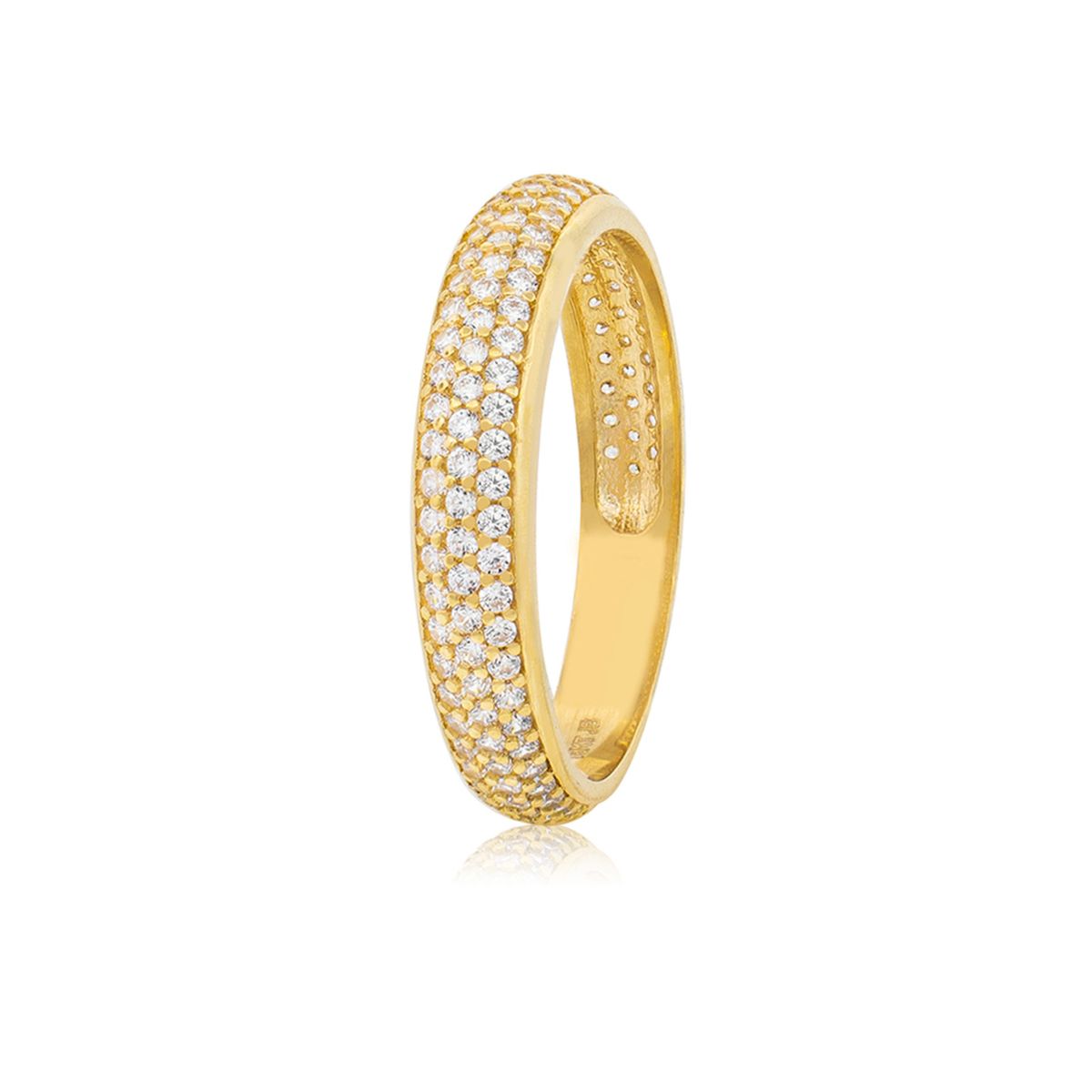JB JOYAS BARON - Anillo Compromiso de Oro 18Kt Bold 3 Fila Circonitas
