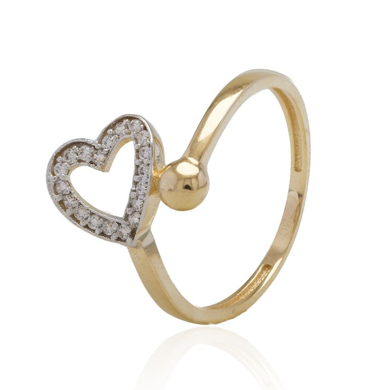 JB JOYAS BARON - Anillo de Oro 18kt Corazón de Circonitas y Punto