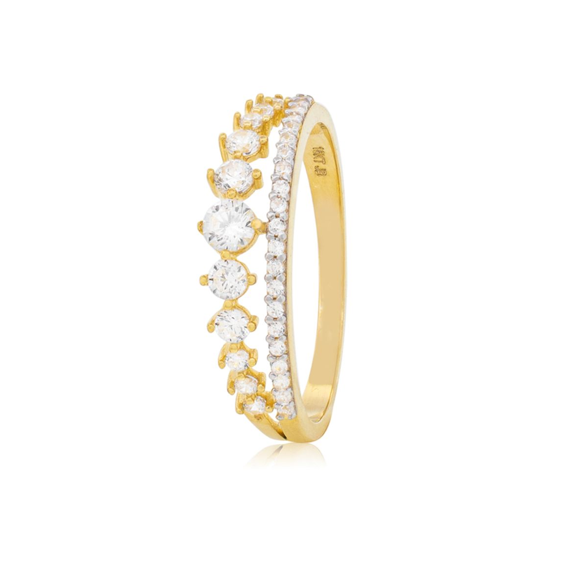 JB JOYAS BARON - Anillo de Oro Amarillo 18kt Corona Doble Circonitas