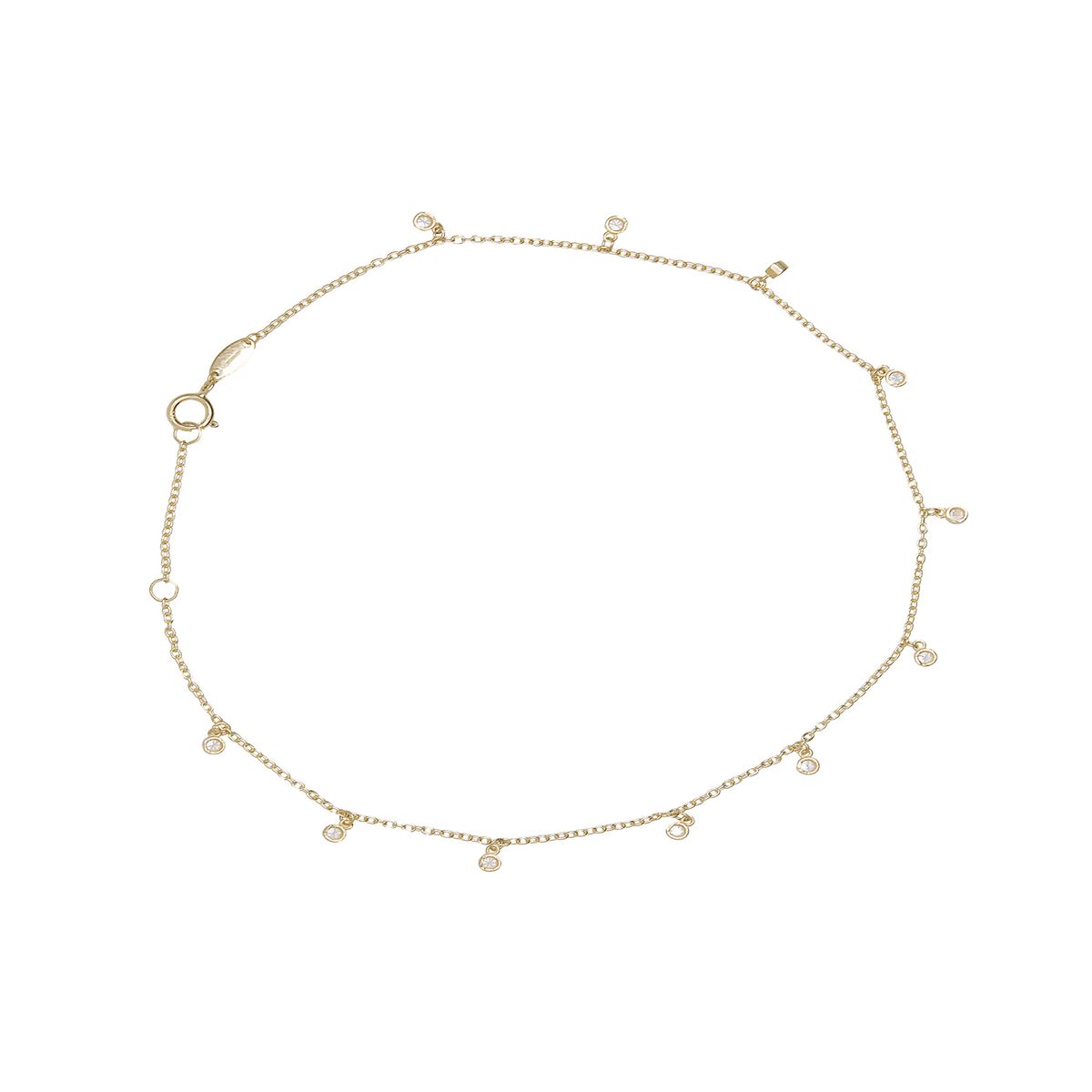 JB JOYAS BARON - Pulsera de Oro 18kt Pulsera Tobillera Circon Colg