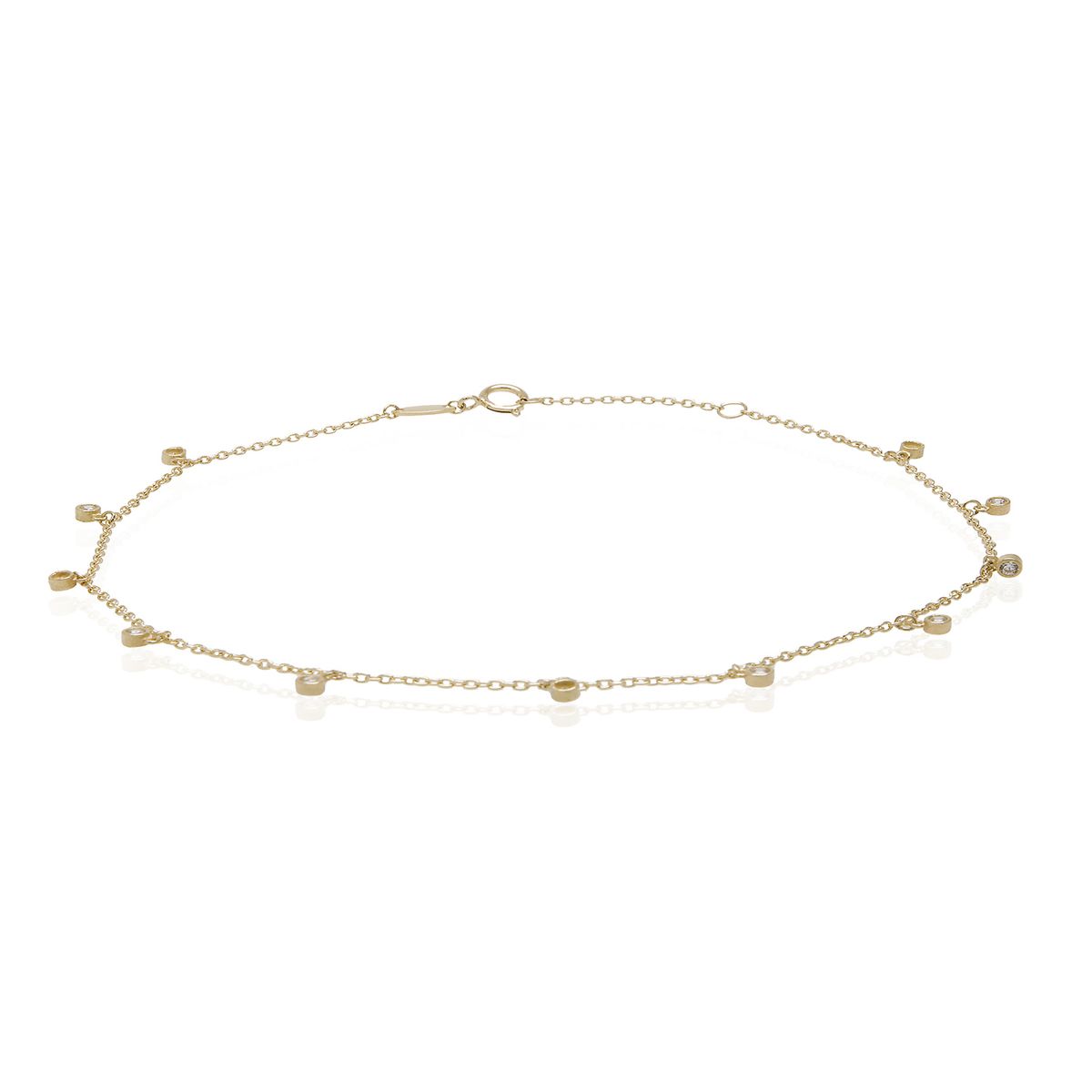JB JOYAS BARON - Pulsera de Oro 18kt Pulsera Tobillera Circon Colg