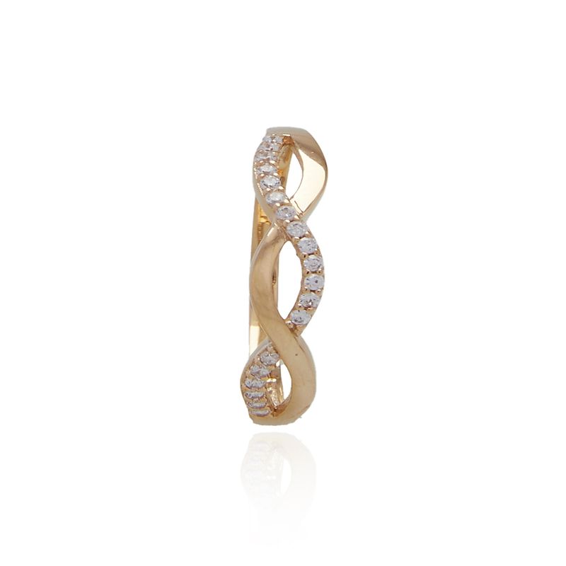 JB JOYAS BARON - Anillo de Oro 18kt Doble Espiral Infinito Circon
