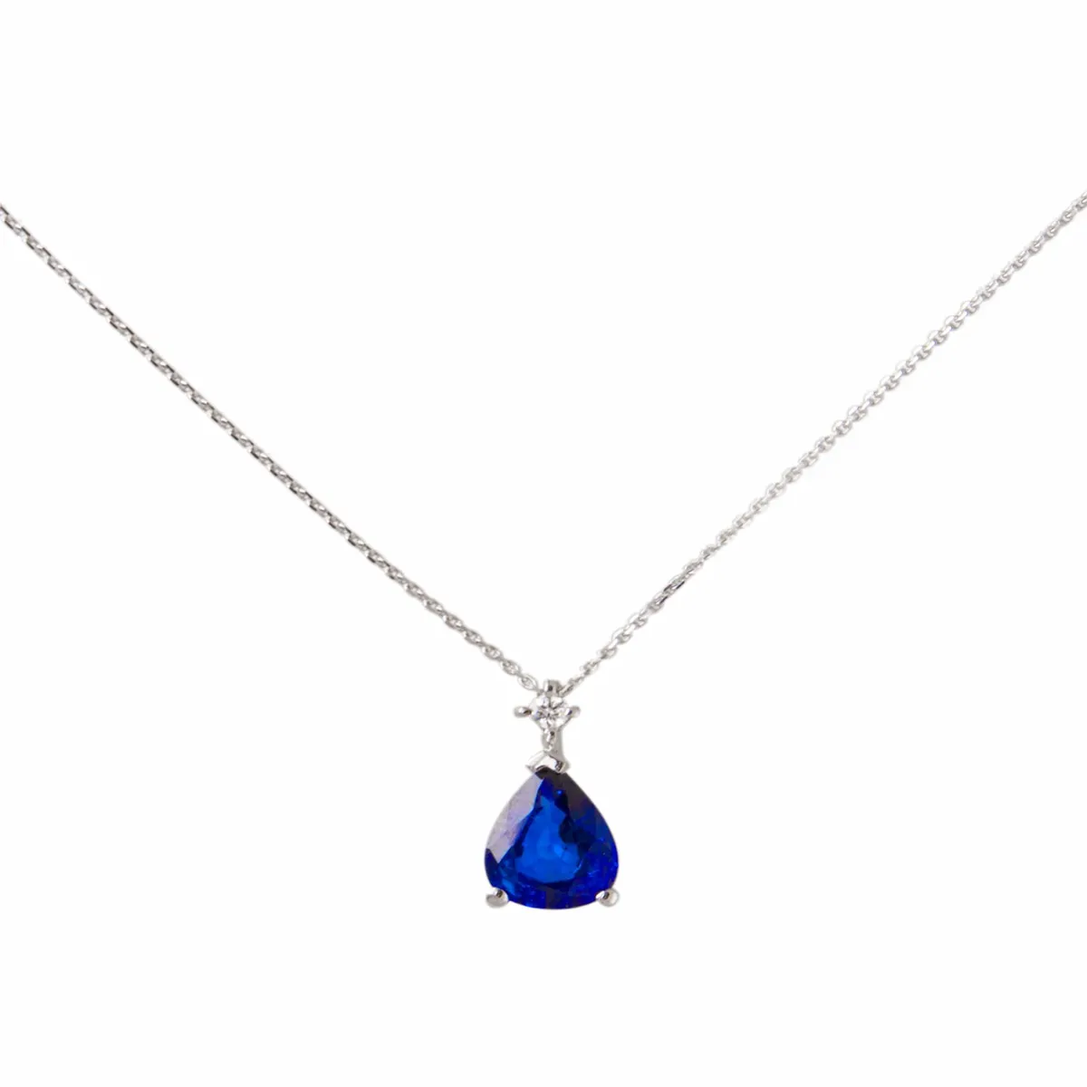 JB JOYAS BARON - Collar Oro Blanco 18kt Diamantes 2Pts y 1,14 Quilates Zafiro