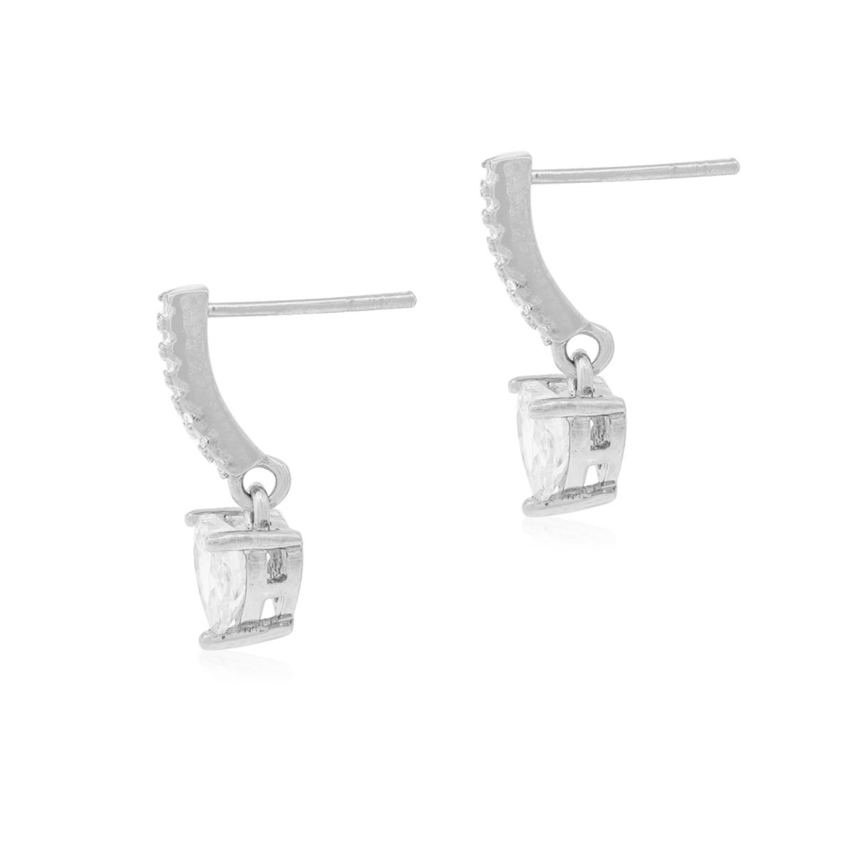 JB JOYAS BARON - Aros de Plata Esterlina 925 Riel Corazon Circon