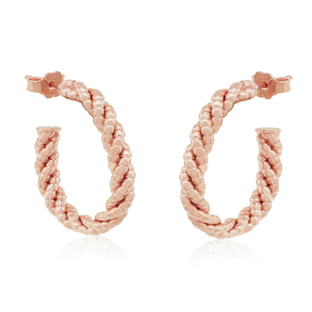 JB JOYAS BARON - Aros de Plata Esterlina 925 Argollas Rose Revestido en Oro 18kt