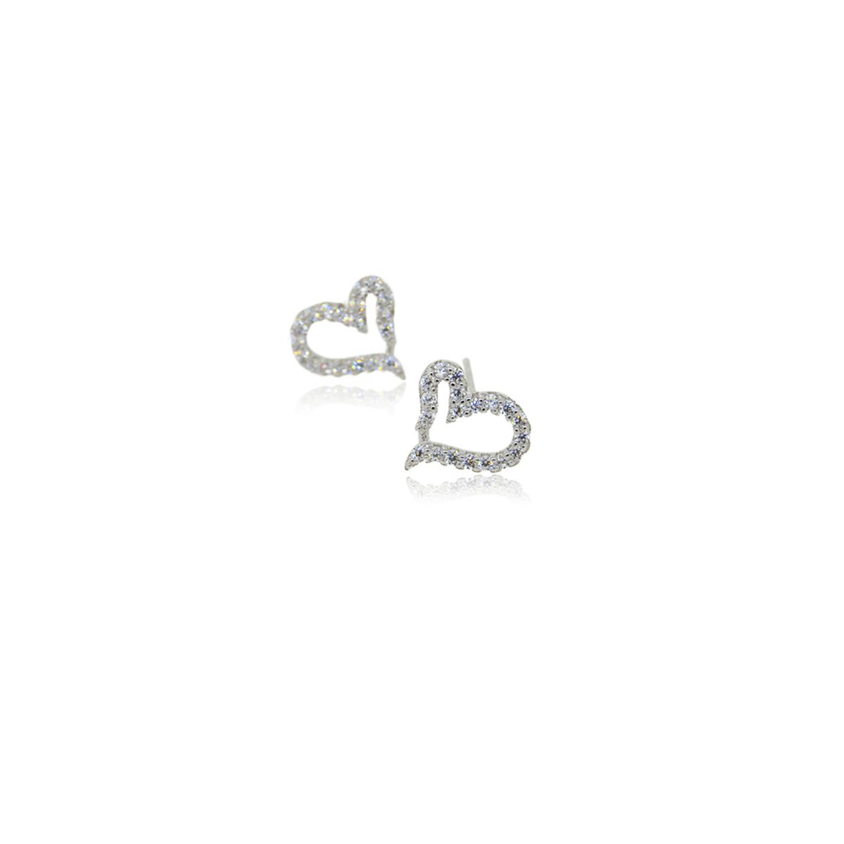 JB JOYAS BARON - Aros de Plata Esterlina 925 Corazón Circonitas