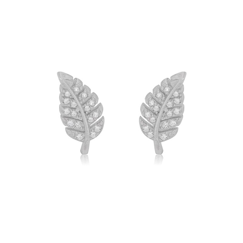 JB JOYAS BARON - Aros de Plata Esterlina 925 Pluma Circon