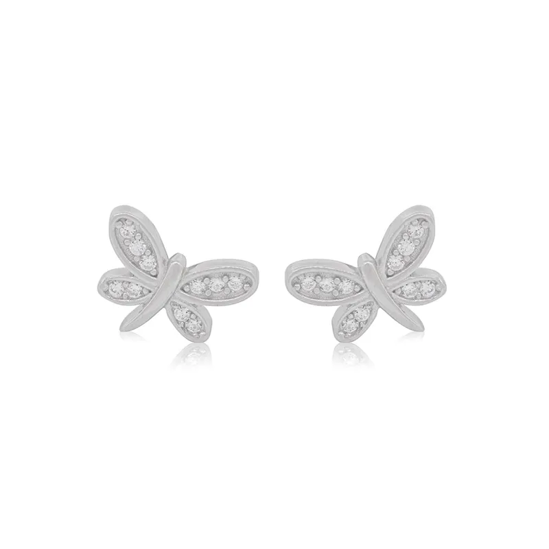 JB JOYAS BARON - Aros de Plata Esterlina 925 Libelula Circon