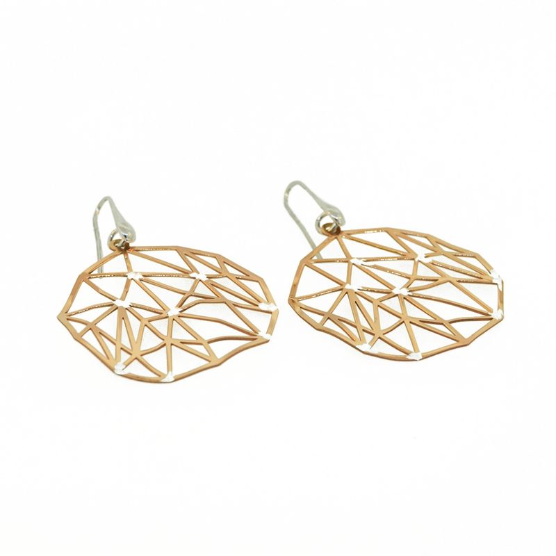 JB JOYAS BARON - Aros de Plata Esterlina 925 Rombo Bicolor Revestido en Oro 18kt
