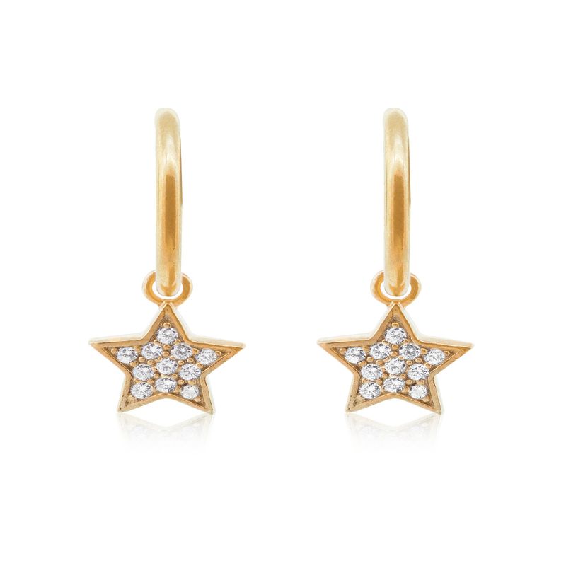 JB JOYAS BARON - Aros de Plata Esterlina 925 Argollas Estrella Revestido en Oro 18kt