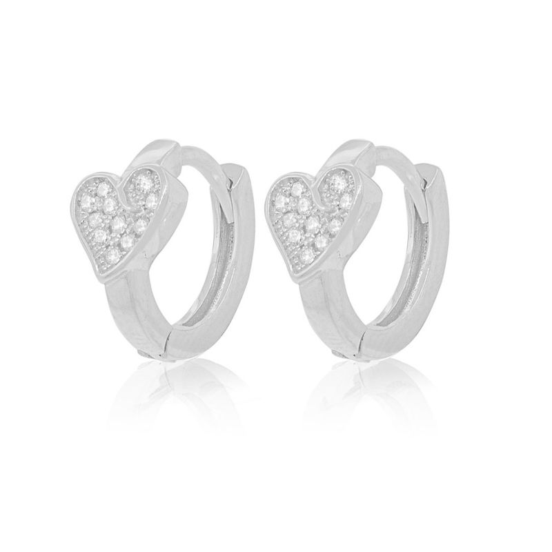 JB JOYAS BARON - Aros de Plata Esterlina 925 Corazón con Circonita