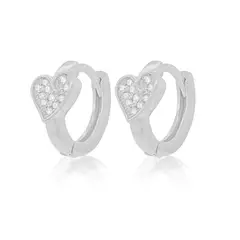 JB JOYAS BARON - Aros de Plata Esterlina 925 Corazón con Circonita
