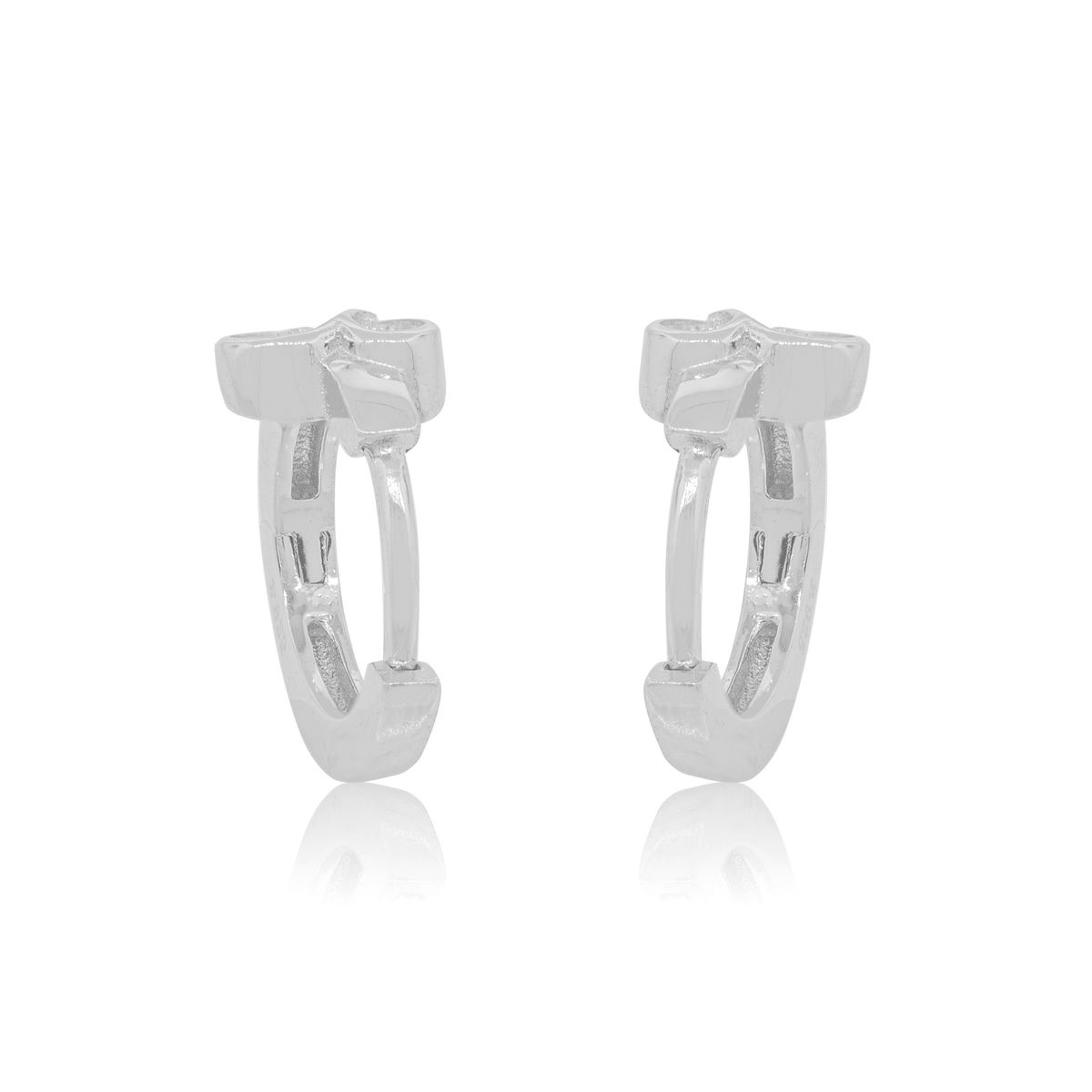 JB JOYAS BARON - Aros de Plata Esterlina 925 Corazón con Circonita