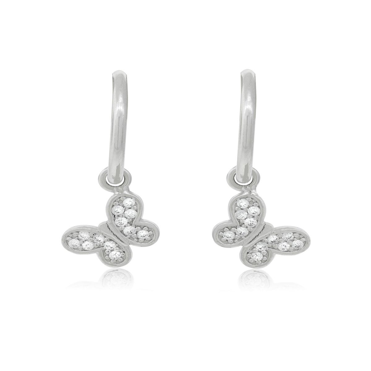 JB JOYAS BARON - Aros de Plata Esterlina 925 Argollas Circonita Mariposa
