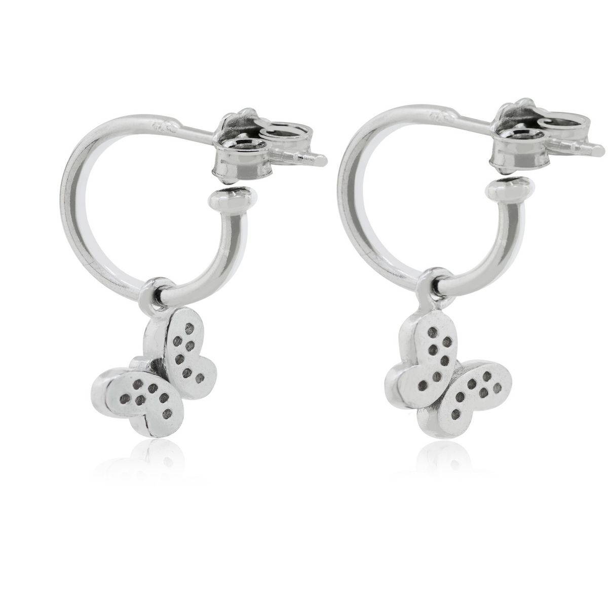 JB JOYAS BARON - Aros de Plata Esterlina 925 Argollas Circonita Mariposa