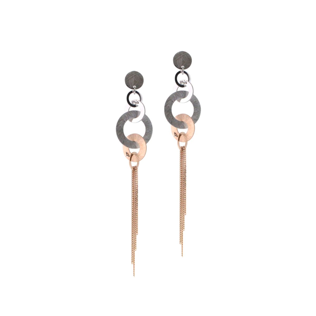 JB JOYAS BARON - Aros Plata Esterlina 925 Discos Bicolor Revestido Oro 18kt