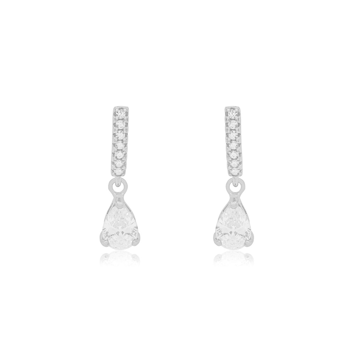 JB JOYAS BARON - Aros de Plata Esterlina 925 Gota Circon